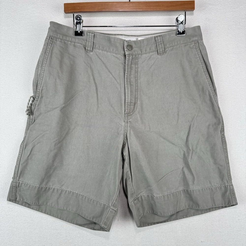 Columbia Men's 34x7 Flat Front Shorts Side Utility Pockets Khaki Gray